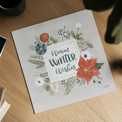 Holiday Garden III by Laura Marshall. Shown as a detailed flat fine art print, highlighting archival giclee quality. Available as an archival giclee rolled canvas, fine art paper, or poster print. SKU 37096a.