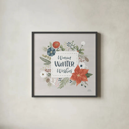 Holiday Garden III by Laura Marshall. Shown in a sleek black glass frame for a contemporary gallery look. Available as an archival giclee rolled canvas, fine art paper, or poster print. SKU 37096a.