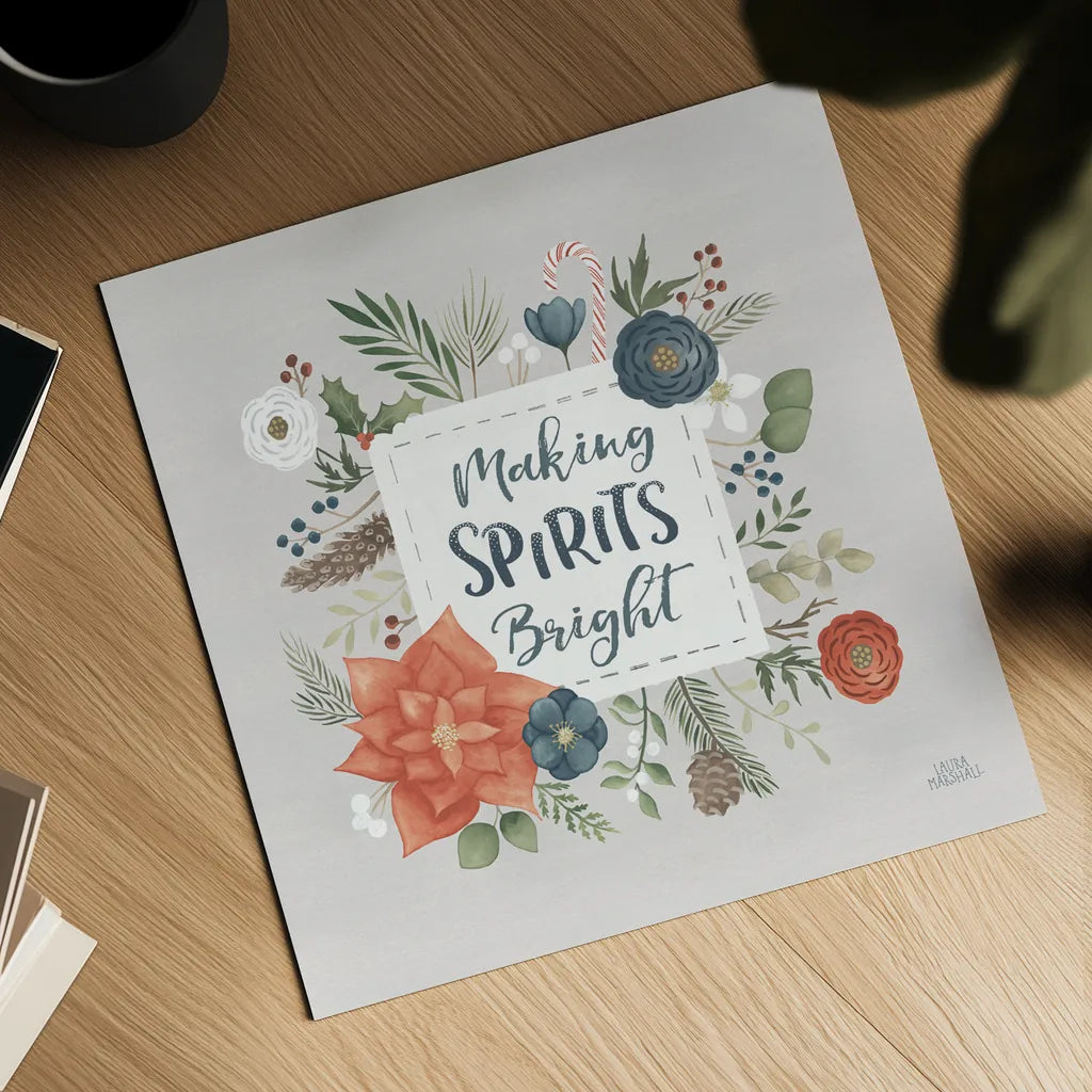 Holiday Garden IV by Laura Marshall. Shown as a detailed flat fine art print, highlighting archival giclee quality. Available as an archival giclee rolled canvas, fine art paper, or poster print. SKU 37097a.