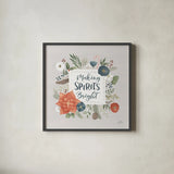 Holiday Garden IV by Laura Marshall. Shown in a sleek black glass frame for a contemporary gallery look. Available as an archival giclee rolled canvas, fine art paper, or poster print. SKU 37097a.