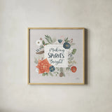 Holiday Garden IV by Laura Marshall. Shown in a natural wood glass frame for a timeless modern aesthetic. Available as an archival giclee rolled canvas, fine art paper, or poster print. SKU 37097a.