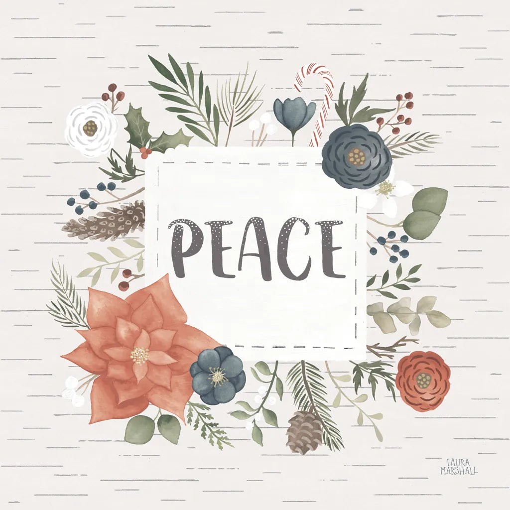 Holiday Garden IV Peace Birch by Laura Marshall. SKU 37357a. Archival Giclee Fine art print for wall decor.