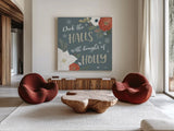 Holiday Garden IX by Laura Marshall. Shown as extra-large giant wall art in a modern living room. Available as an archival giclee rolled canvas, fine art paper, or poster print. SKU 37102a.