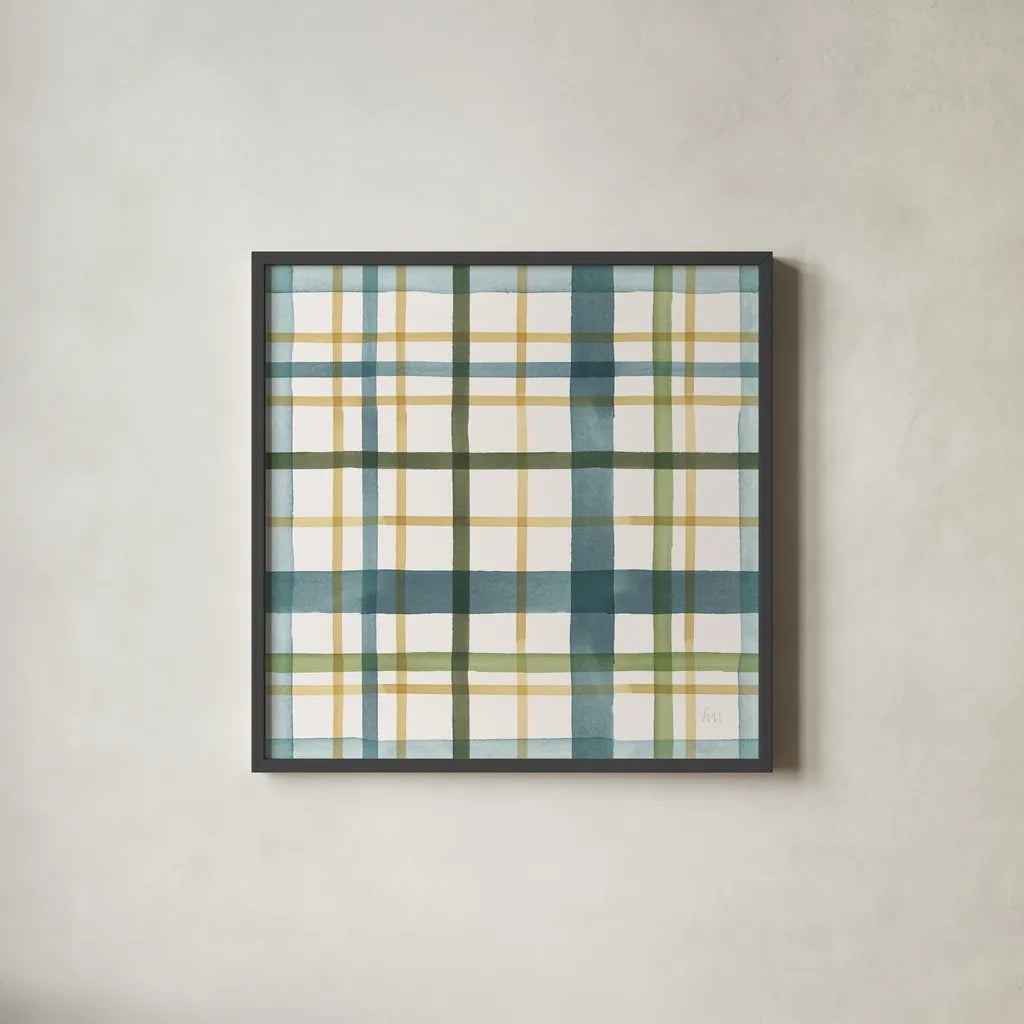 Holiday Garden Pattern VIII by Laura Marshall. Shown in a sleek black glass frame for a contemporary gallery look. Available as an archival giclee rolled canvas, fine art paper, or poster print. SKU 37158a.