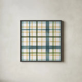 Holiday Garden Pattern VIII by Laura Marshall. Shown in a sleek black glass frame for a contemporary gallery look. Available as an archival giclee rolled canvas, fine art paper, or poster print. SKU 37158a.