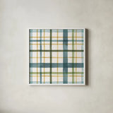 Holiday Garden Pattern VIII by Laura Marshall. Shown in a crisp white glass frame for a clean and minimalist style. Available as an archival giclee rolled canvas, fine art paper, or poster print. SKU 37158a.