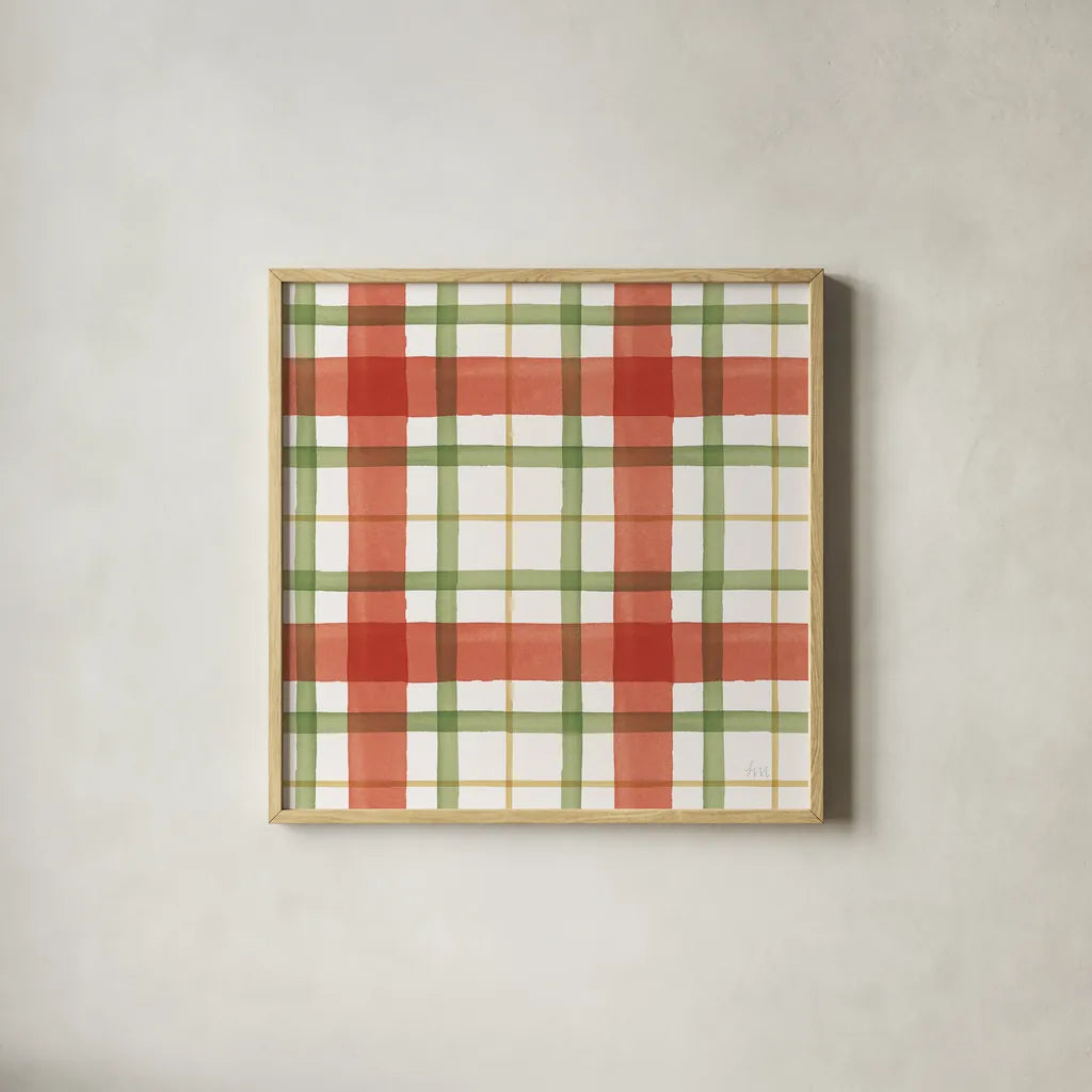 Holiday Garden Pattern X by Laura Marshall. Shown in a natural wood glass frame for a timeless modern aesthetic. Available as an archival giclee rolled canvas, fine art paper, or poster print. SKU 37159a.