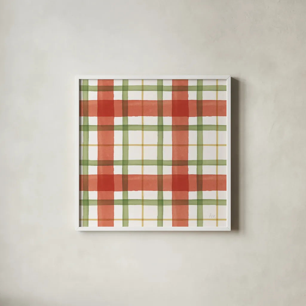 Holiday Garden Pattern X by Laura Marshall. Shown in a crisp white glass frame for a clean and minimalist style. Available as an archival giclee rolled canvas, fine art paper, or poster print. SKU 37159a.