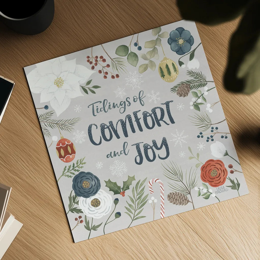 Holiday Garden VI by Laura Marshall. Shown as a detailed flat fine art print, highlighting archival giclee quality. Available as an archival giclee rolled canvas, fine art paper, or poster print. SKU 37099a.