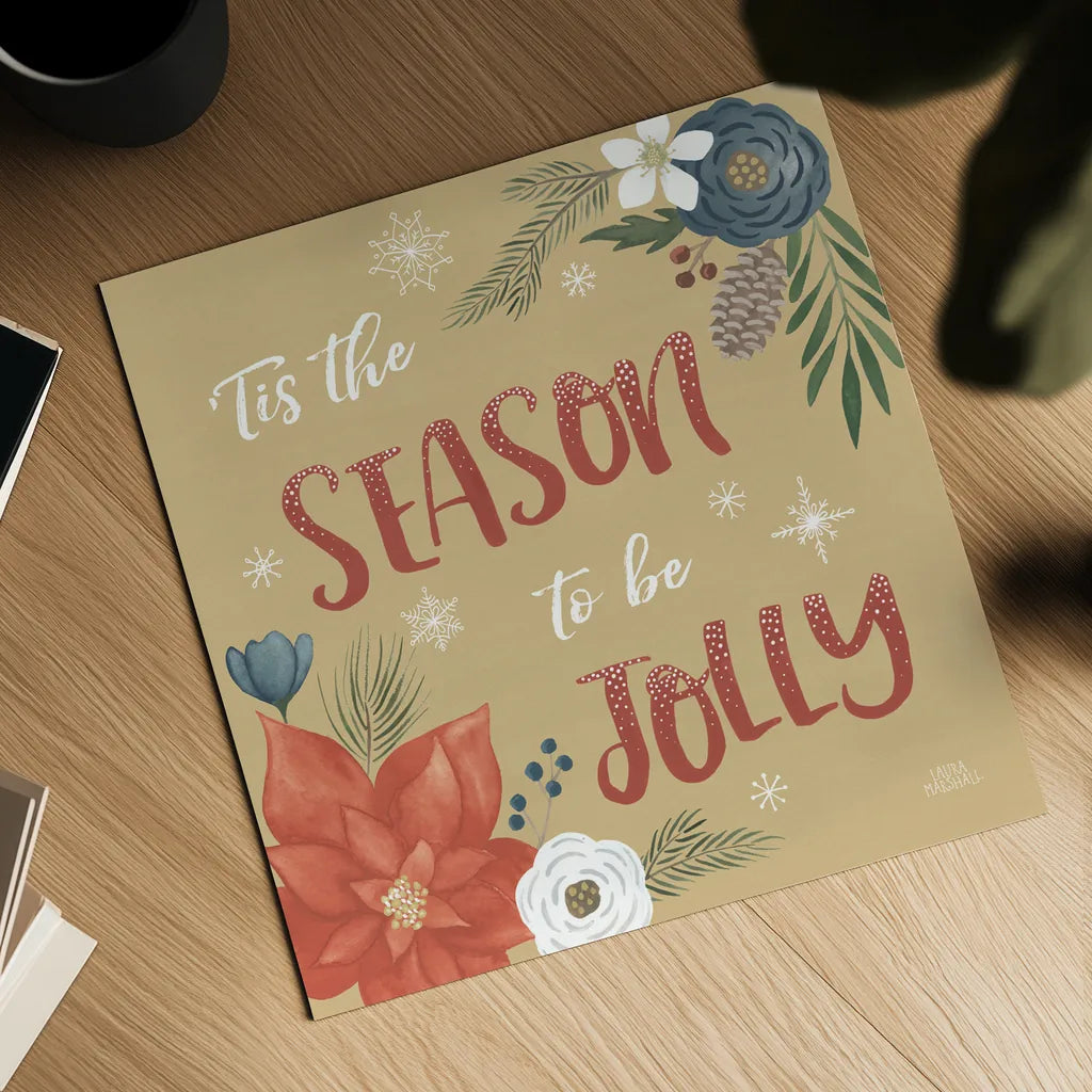 Holiday Garden VII by Laura Marshall. Shown as a detailed flat fine art print, highlighting archival giclee quality. Available as an archival giclee rolled canvas, fine art paper, or poster print. SKU 37100a.