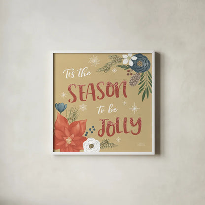 Holiday Garden VII by Laura Marshall. Shown in a crisp white glass frame for a clean and minimalist style. Available as an archival giclee rolled canvas, fine art paper, or poster print. SKU 37100a.