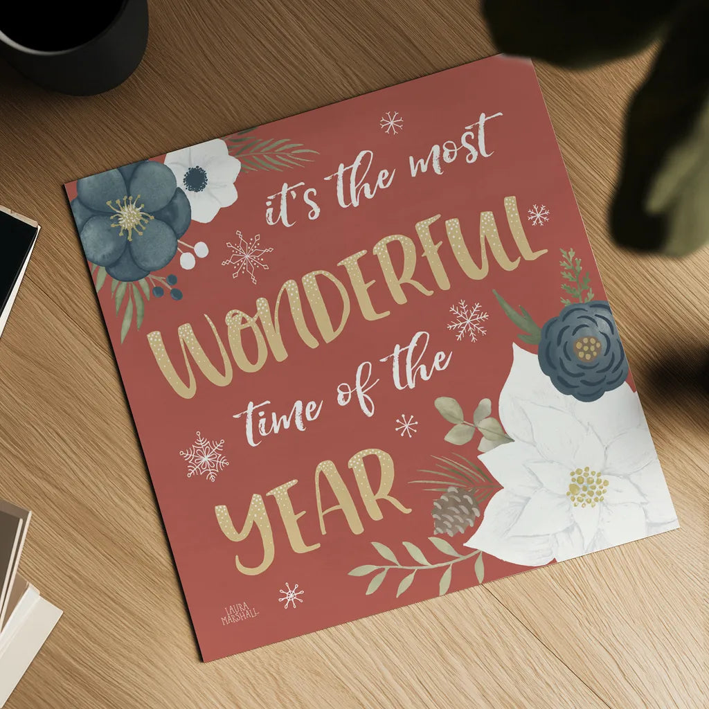 Holiday Garden VIII by Laura Marshall. Shown as a detailed flat fine art print, highlighting archival giclee quality. Available as an archival giclee rolled canvas, fine art paper, or poster print. SKU 37101a.