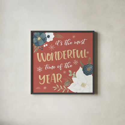 Holiday Garden VIII by Laura Marshall. Shown in a sleek black glass frame for a contemporary gallery look. Available as an archival giclee rolled canvas, fine art paper, or poster print. SKU 37101a.