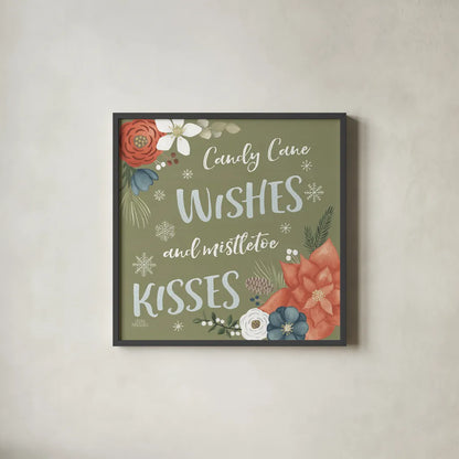 Holiday Garden X by Laura Marshall. Shown in a sleek black glass frame for a contemporary gallery look. Available as an archival giclee rolled canvas, fine art paper, or poster print. SKU 37103a.