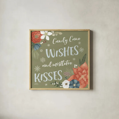 Holiday Garden X by Laura Marshall. Shown in a natural wood glass frame for a timeless modern aesthetic. Available as an archival giclee rolled canvas, fine art paper, or poster print. SKU 37103a.