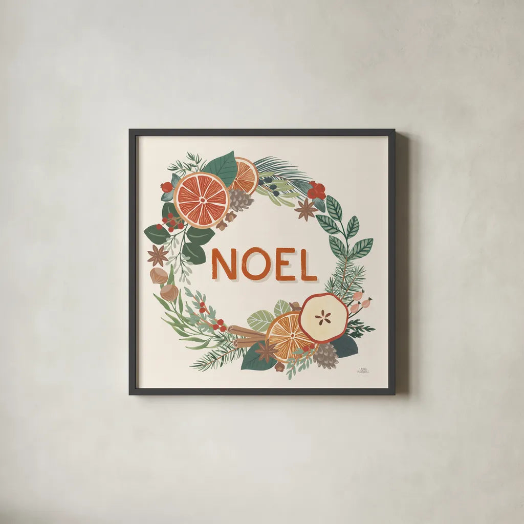 Holiday Spice V by Laura Marshall. Shown in a sleek black glass frame for a contemporary gallery look. Available as an archival giclee rolled canvas, fine art paper, or poster print. SKU 67389a.