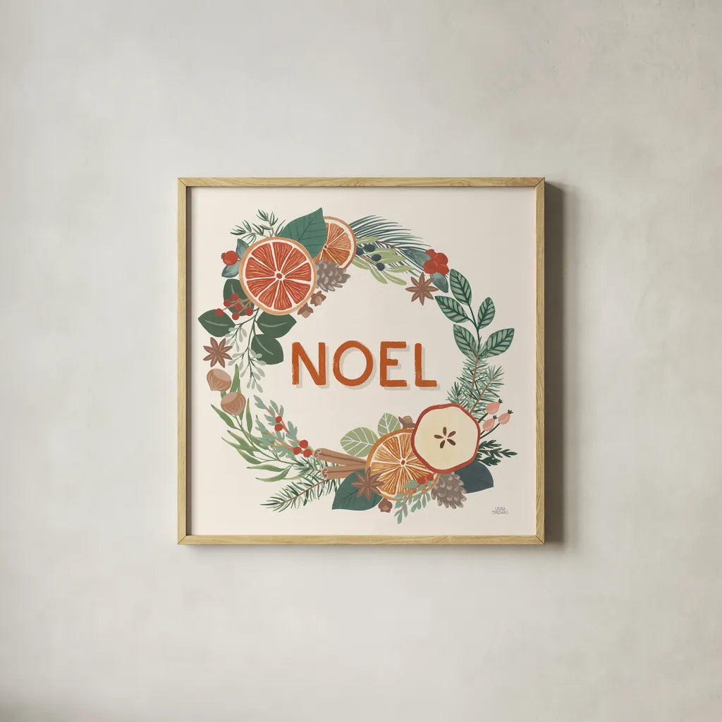 Holiday Spice V by Laura Marshall. Shown in a natural wood glass frame for a timeless modern aesthetic. Available as an archival giclee rolled canvas, fine art paper, or poster print. SKU 67389a.