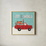 Holiday Travelers II by Laura Marshall. Shown in a natural wood glass frame for a timeless modern aesthetic. Available as an archival giclee rolled canvas, fine art paper, or poster print. SKU 43981a.