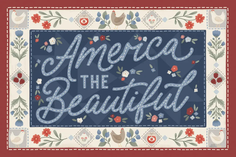 Homespun Americana I v2 by Laura Marshall. SKU 104921i. Archival Giclee Fine art print for wall decor.