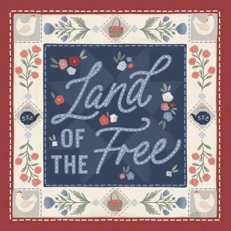 Homespun Americana II v2 by Laura Marshall. SKU 104922a. Archival Giclee Fine art print for wall decor.
