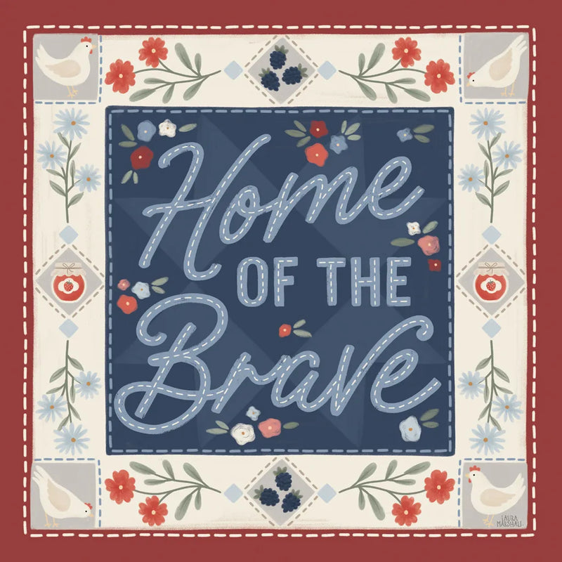 Homespun Americana III v2 by Laura Marshall. SKU 104923a. Archival Giclee Fine art print for wall decor.