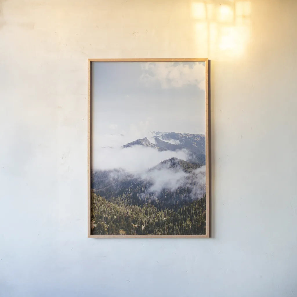 Hurricane Ridge I by Laura Marshall. shown as a paper print in a natural frame. Available as a archival giclee rolled canvas, fine art paper, or poster print. SKU 63265h.