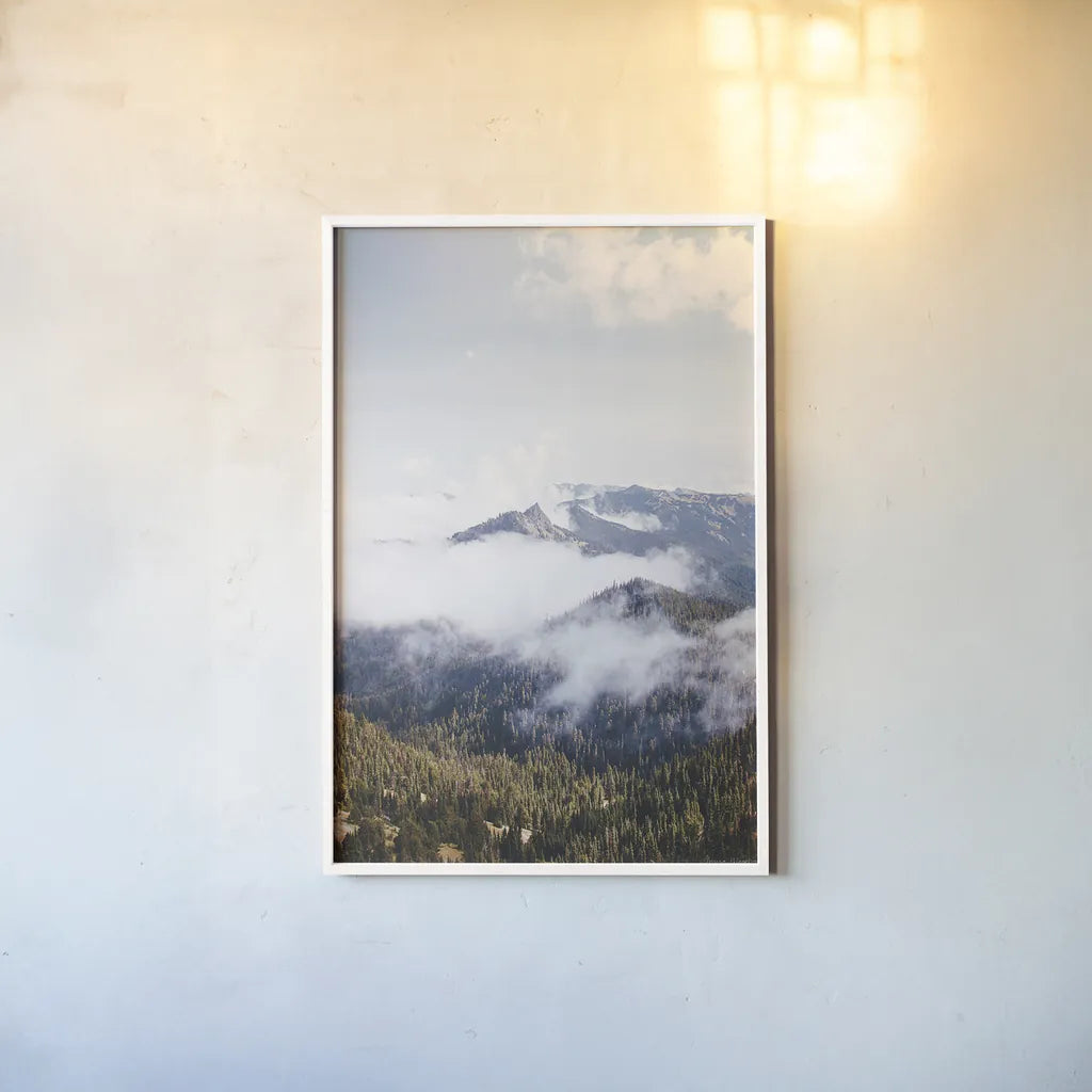 Hurricane Ridge I by Laura Marshall. shown as a paper print in a white frame. Available as a archival giclee rolled canvas, fine art paper, or poster print. SKU 63265h.