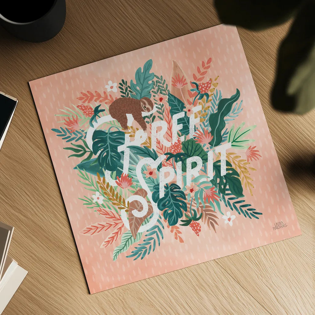 Jungle Hangout IV by Laura Marshall. Shown as a detailed flat fine art print, highlighting archival giclee quality. Available as an archival giclee rolled canvas, fine art paper, or poster print. SKU 55743a.