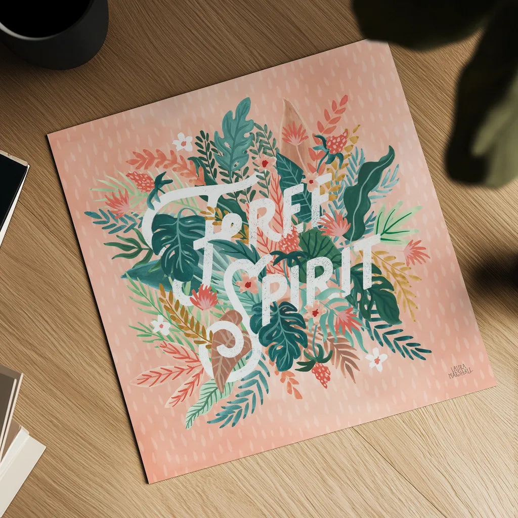 Jungle Hangout IV No Sloth by Laura Marshall. Shown as a detailed flat fine art print, highlighting archival giclee quality. Available as an archival giclee rolled canvas, fine art paper, or poster print. SKU 59122a.