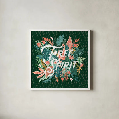 Jungle Hangout IV No Sloth Emerald Green by Laura Marshall. Shown in a crisp white glass frame for a clean and minimalist style. Available as an archival giclee rolled canvas, fine art paper, or poster print. SKU 59162a.