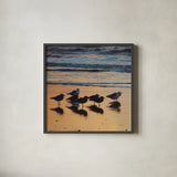 Kalaloch Birds I by Laura Marshall. Shown in a sleek black glass frame for a contemporary gallery look. Available as an archival giclee rolled canvas, fine art paper, or poster print. SKU 42971a.
