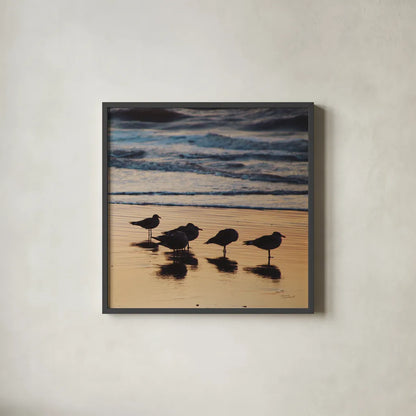 Kalaloch Birds II by Laura Marshall. Shown in a sleek black glass frame for a contemporary gallery look. Available as an archival giclee rolled canvas, fine art paper, or poster print. SKU 42972a.