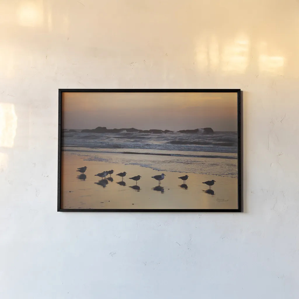 Kalaloch Birds IV by Laura Marshall. shown as a paper print in a black flame. Available as a archival giclee rolled canvas, fine art paper, or poster print. SKU 42974i.