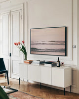 Kalaloch Coast II by Laura Marshall. shown as a framed stretched canvas in a living room above a console. Available as a archival giclee rolled canvas, fine art paper, or poster print. SKU 53675i.