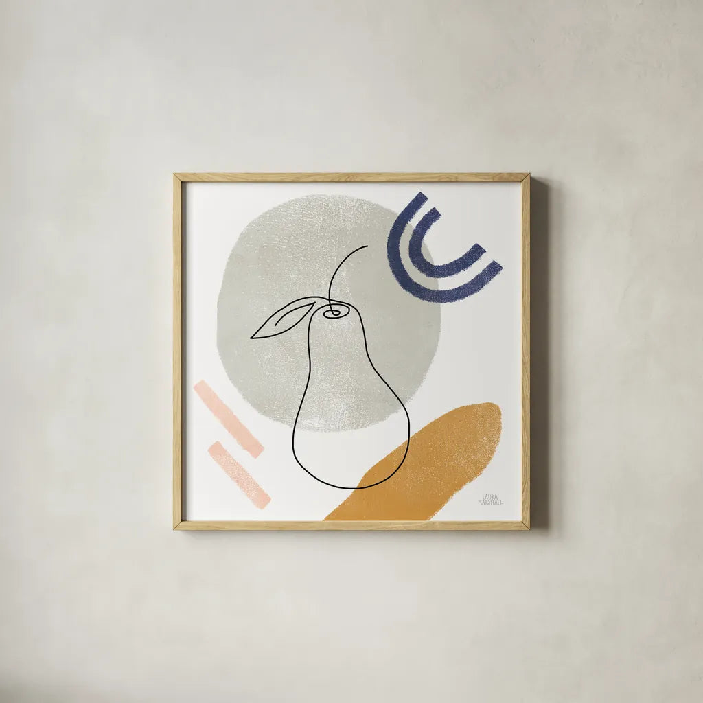 Kitchen Table III by Laura Marshall. Shown in a natural wood glass frame for a timeless modern aesthetic. Available as an archival giclee rolled canvas, fine art paper, or poster print. SKU 56339a.