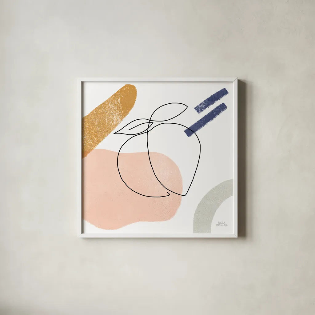 Kitchen Table IV by Laura Marshall. Shown in a crisp white glass frame for a clean and minimalist style. Available as an archival giclee rolled canvas, fine art paper, or poster print. SKU 56340a.