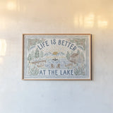 Lakeside Days I by Laura Marshall. shown as a paper print in a natural frame. Available as a archival giclee rolled canvas, fine art paper, or poster print. SKU 84683i.