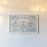 Lakeside Days I by Laura Marshall. shown as a paper print in a white frame. Available as a archival giclee rolled canvas, fine art paper, or poster print. SKU 84683i.