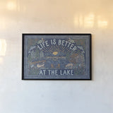 Lakeside Days I Blue by Laura Marshall. shown as a paper print in a black flame. Available as a archival giclee rolled canvas, fine art paper, or poster print. SKU 84695i.