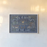 Lakeside Days I Blue by Laura Marshall. shown as a paper print in a white frame. Available as a archival giclee rolled canvas, fine art paper, or poster print. SKU 84695i.