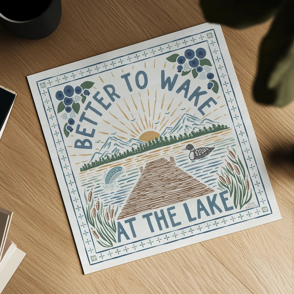 Lakeside Days II by Laura Marshall. Shown as a detailed flat fine art print, highlighting archival giclee quality. Available as an archival giclee rolled canvas, fine art paper, or poster print. SKU 84684a.