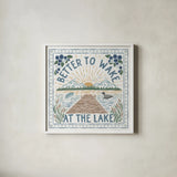 Lakeside Days II by Laura Marshall. Shown in a crisp white glass frame for a clean and minimalist style. Available as an archival giclee rolled canvas, fine art paper, or poster print. SKU 84684a.
