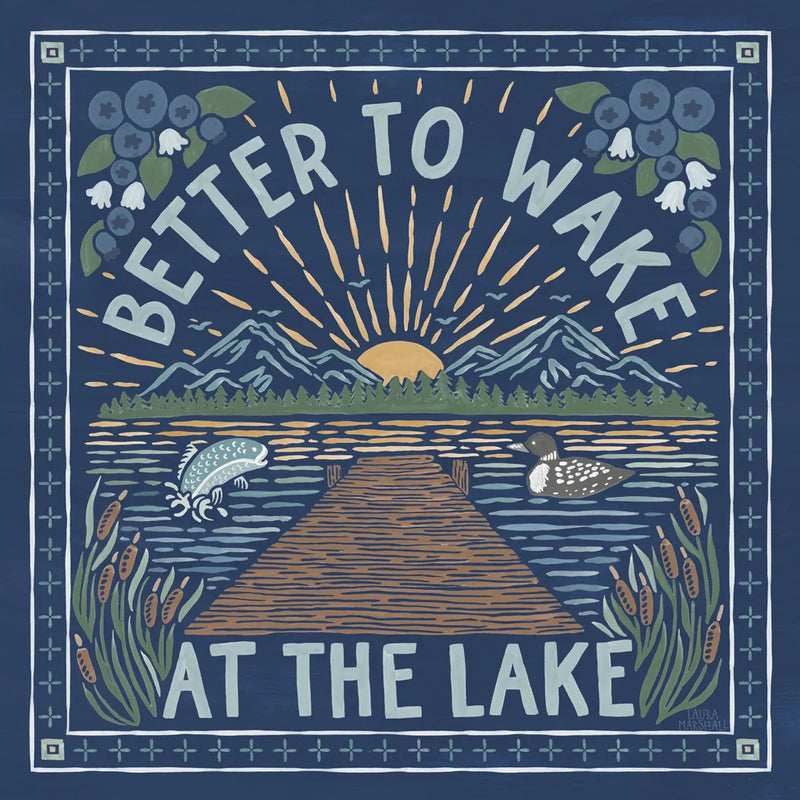 Lakeside Days II Blue by Laura Marshall. SKU 84696a. Archival Giclee Fine art print for wall decor.