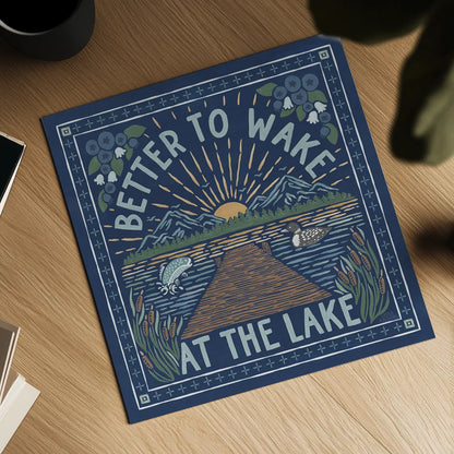 Lakeside Days II Blue by Laura Marshall. Shown as a detailed flat fine art print, highlighting archival giclee quality. Available as an archival giclee rolled canvas, fine art paper, or poster print. SKU 84696a.