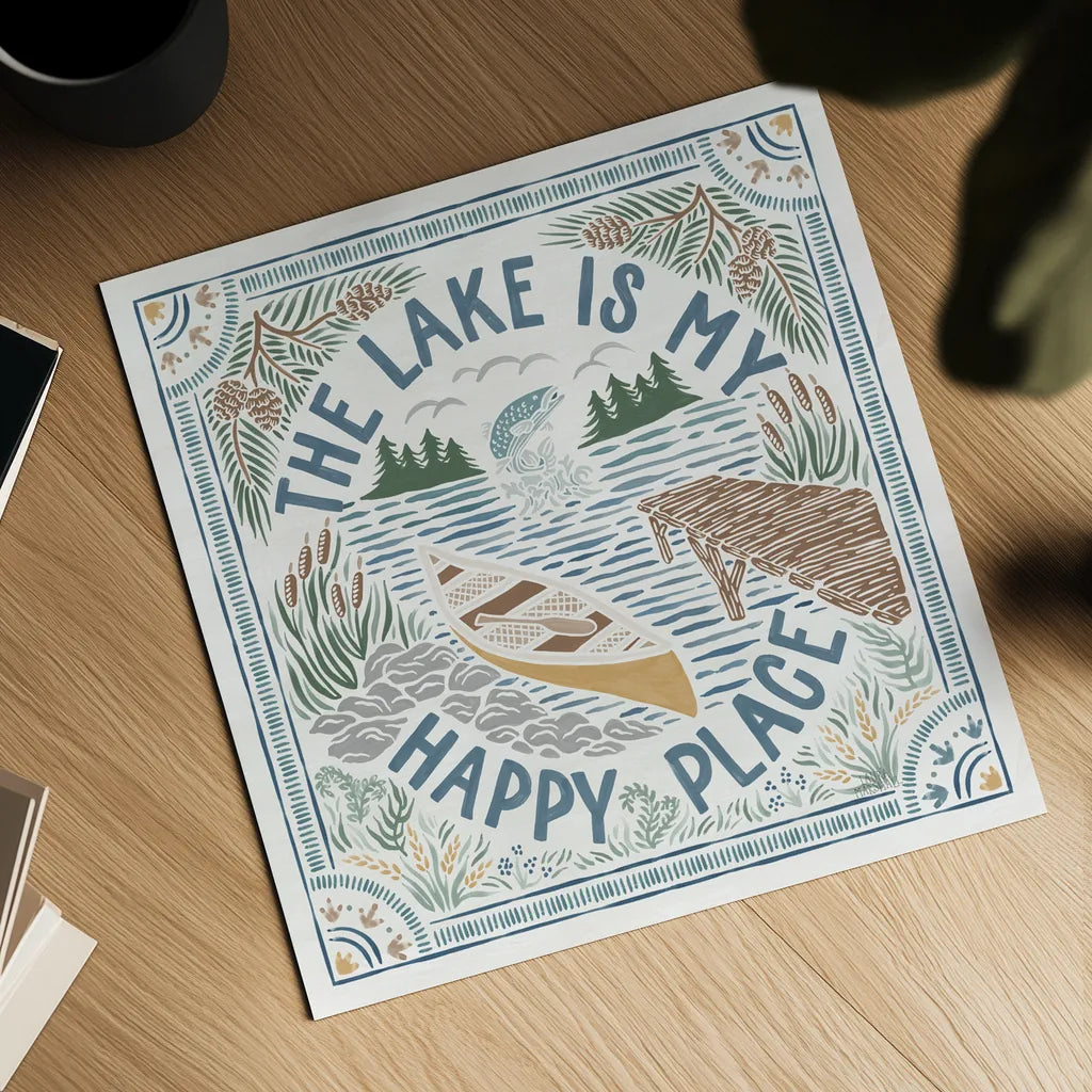 Lakeside Days III by Laura Marshall. Shown as a detailed flat fine art print, highlighting archival giclee quality. Available as an archival giclee rolled canvas, fine art paper, or poster print. SKU 84685a.