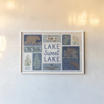 Lakeside Days VI by Laura Marshall. shown as a paper print in a white frame. Available as a archival giclee rolled canvas, fine art paper, or poster print. SKU 84688i.