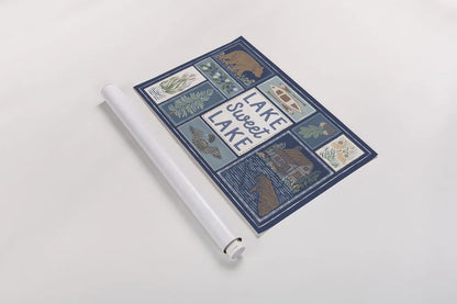 Lakeside Days VI Blue by Laura Marshall. shown as a rolled paper print. Available as archival giclee rolled canvas, fine art paper, or poster print. SKU 84700i.