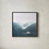 Landscape I Blue by Laura Marshall. Shown in a sleek black glass frame for a contemporary gallery look. Available as an archival giclee rolled canvas, fine art paper, or poster print. SKU 56285a.