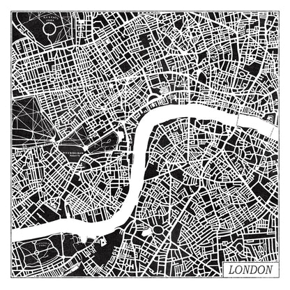 London Map Black by Laura Marshall. SKU 60392a. Archival Giclee Fine art print for wall decor.