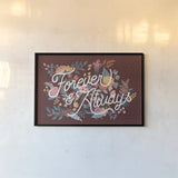 Love Letters II Forever by Laura Marshall. shown as a paper print in a black flame. Available as a archival giclee rolled canvas, fine art paper, or poster print. SKU 78012i.